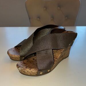 a.n.a Brown Wedge Sandals